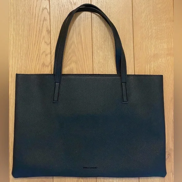 Vince Camuto Ciao Bella Black and Gray Leather Tote Bag – 17"x 11.5" - Picture 4 of 9